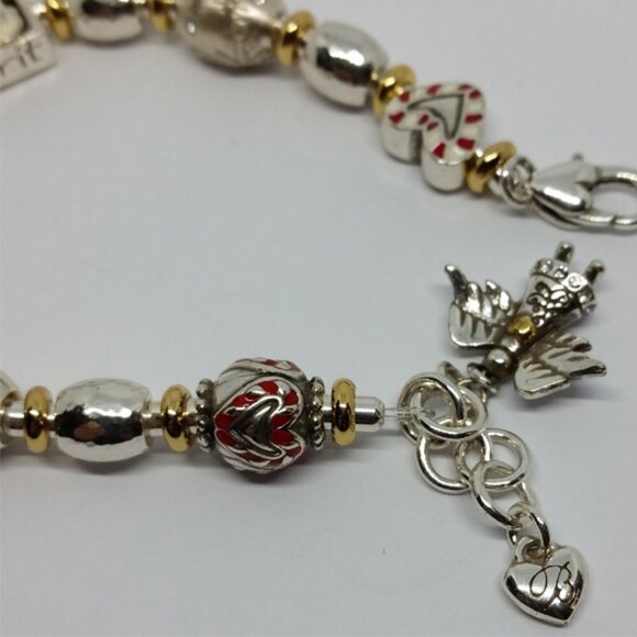 BRIGHTON Christmas winter festive beaded slider charm bracelet silver plated. - Picture 2 of 4